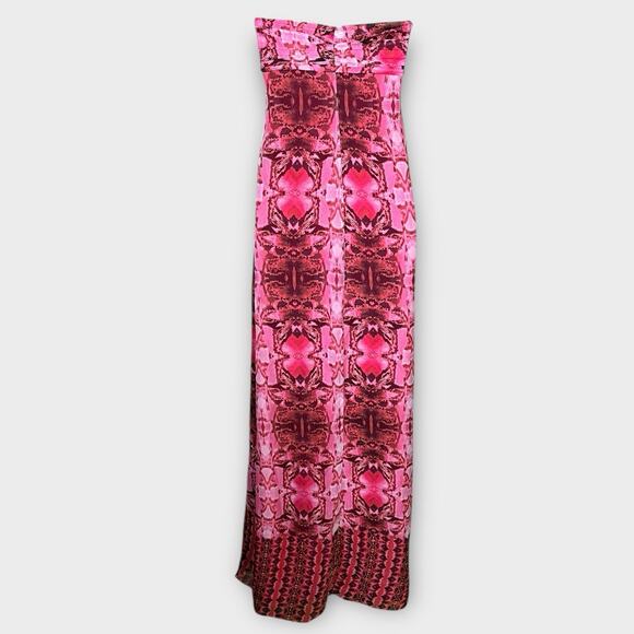 LAUNDRY BY SHELLI SEGAL pink Snakeskin Flowy Strapless Maxi Dress size 4 - Picture 5 of 8